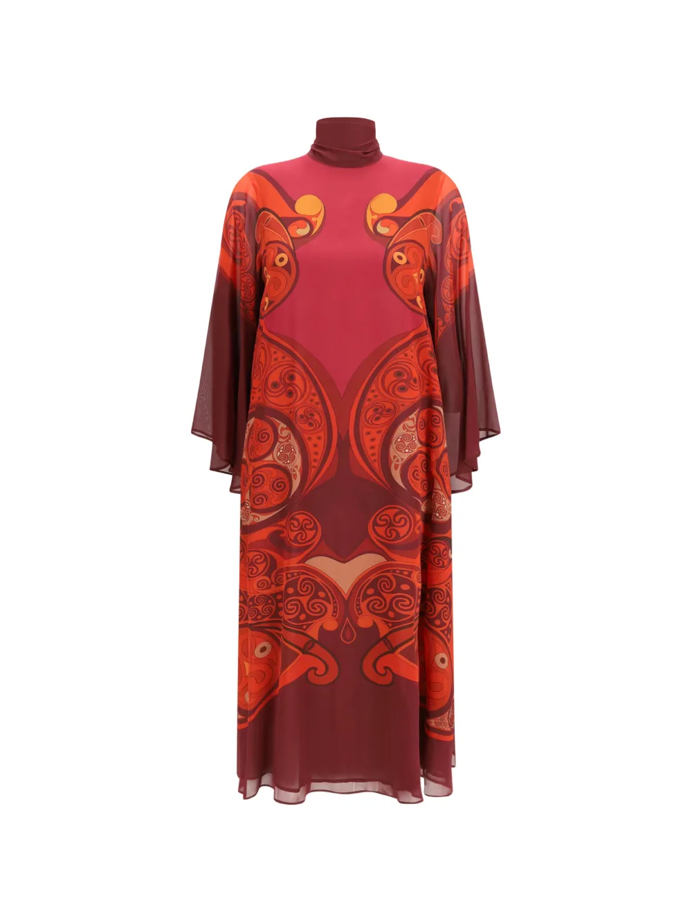La DoubleJ Alchemy Placée dark red in silk georgette midi magnifico dress