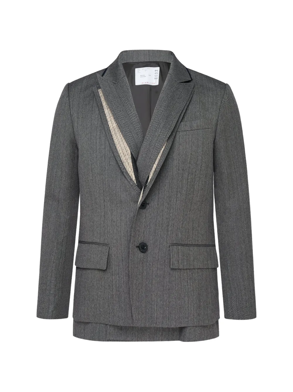 sacai layered-panel wool jacket