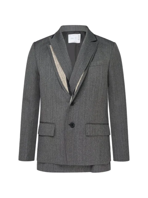 sacai layered-panel wool jacket