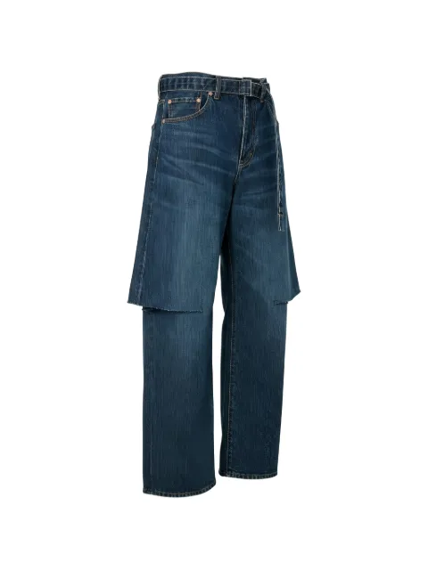 sacai layered wide-leg jeans
