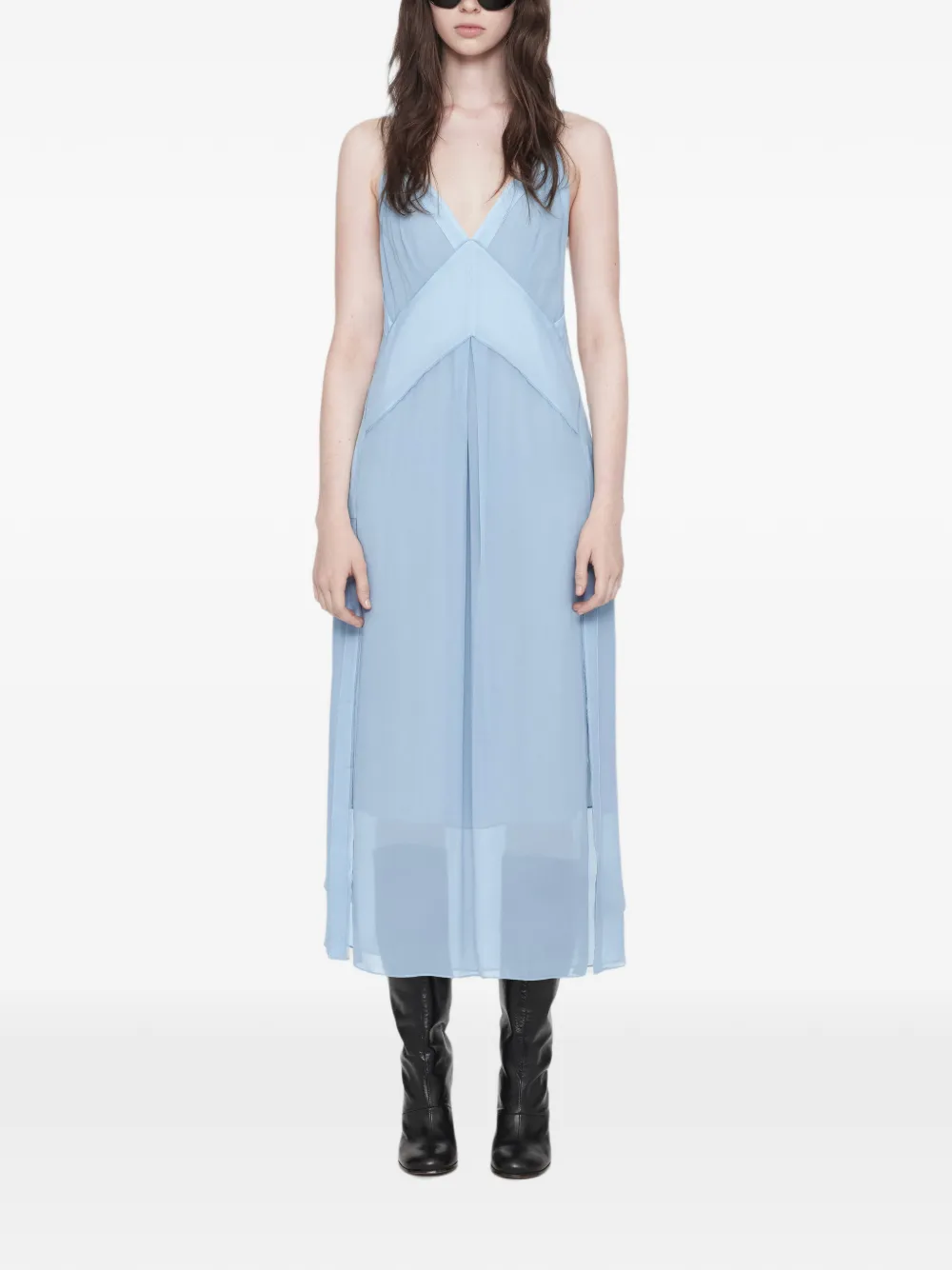 AllSaints Fawn midi-jurk met vlakken Blauw