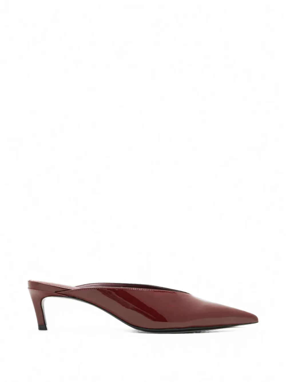 Schutz Loren Pointed-toe Patent-finish Mules In Brown