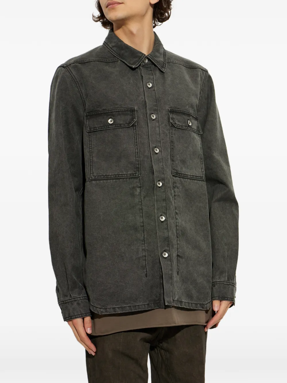 Rick Owens DRKSHDW Button-up denim overhemd Grijs