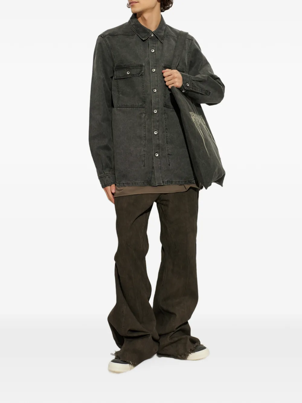 Rick Owens DRKSHDW Button-up denim overhemd Grijs