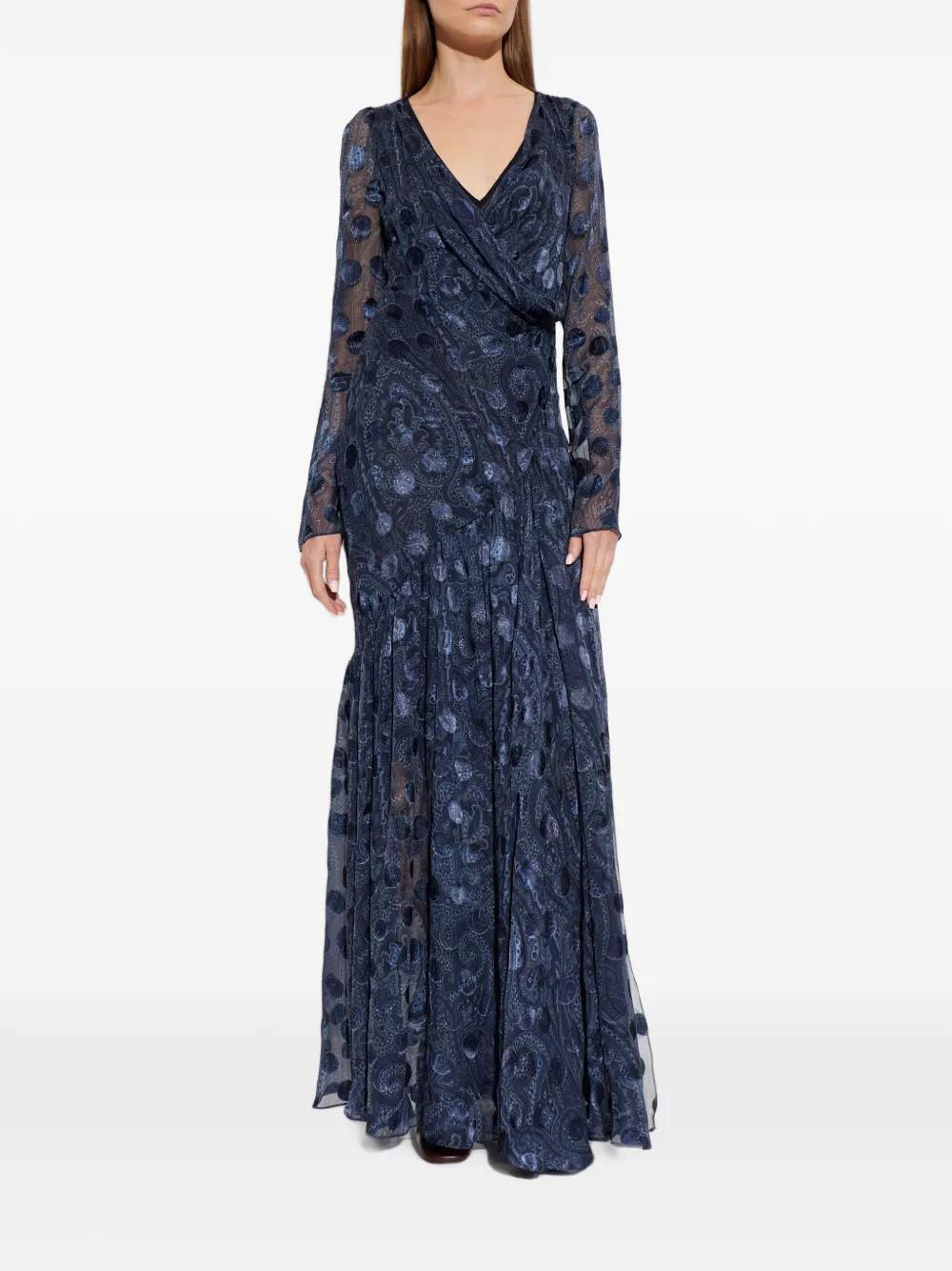 ETRO Devoré maxi-jurk met paisley-print Blauw