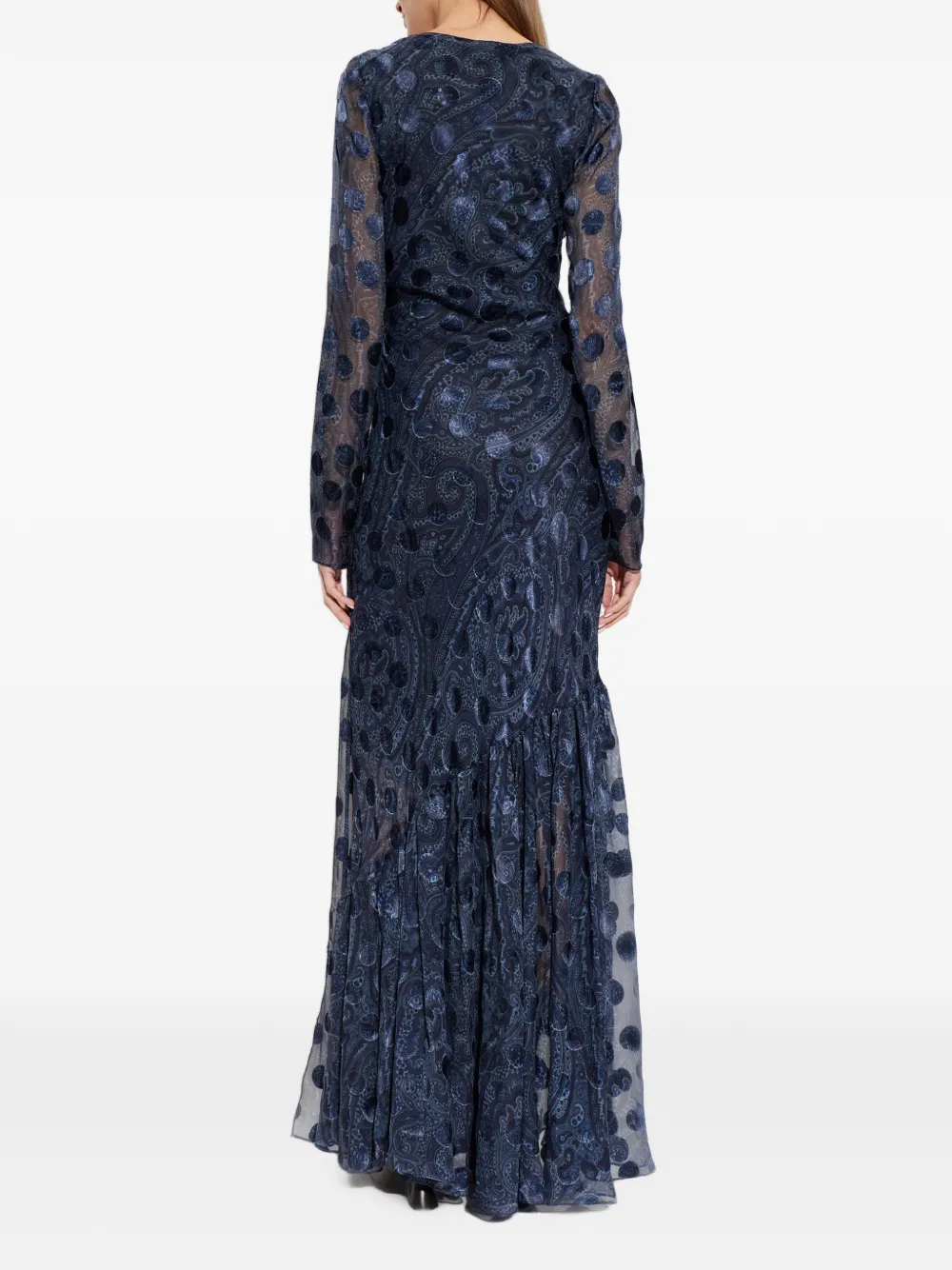 ETRO Devoré maxi-jurk met paisley-print Blauw