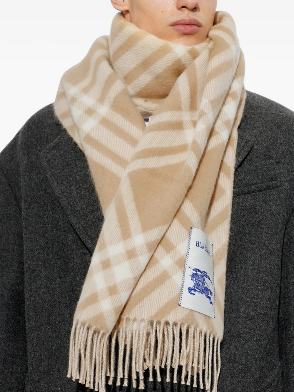 Burberry Geruite sjaal van alpacawol Beige