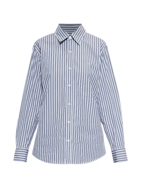 A.P.C. striped embroidered-logo shirt