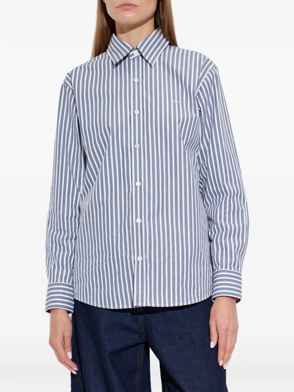 A.P.C. Overhemd met geborduurd logo Blauw