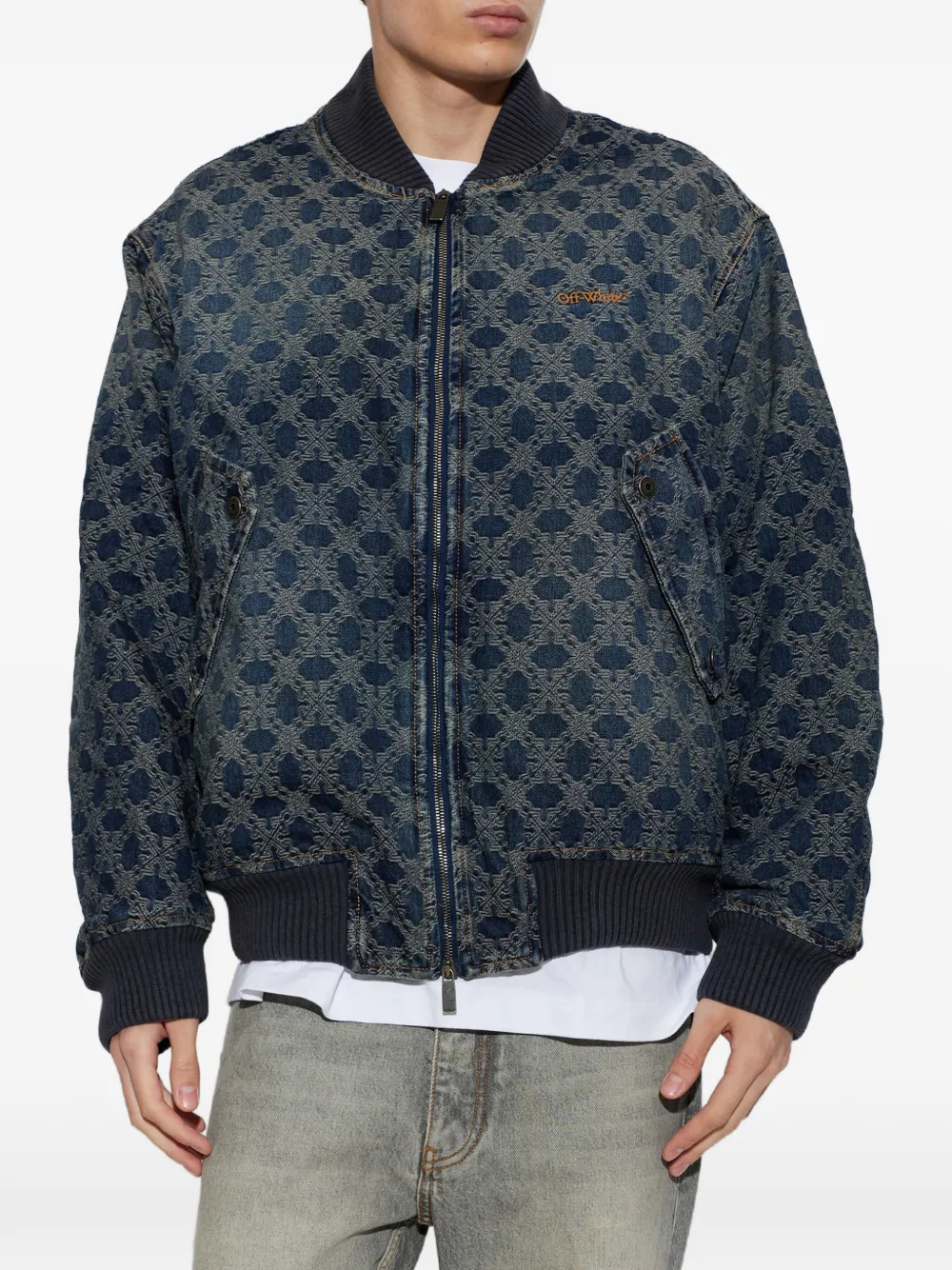 Off-White Bomberjack met monogram-print Blauw