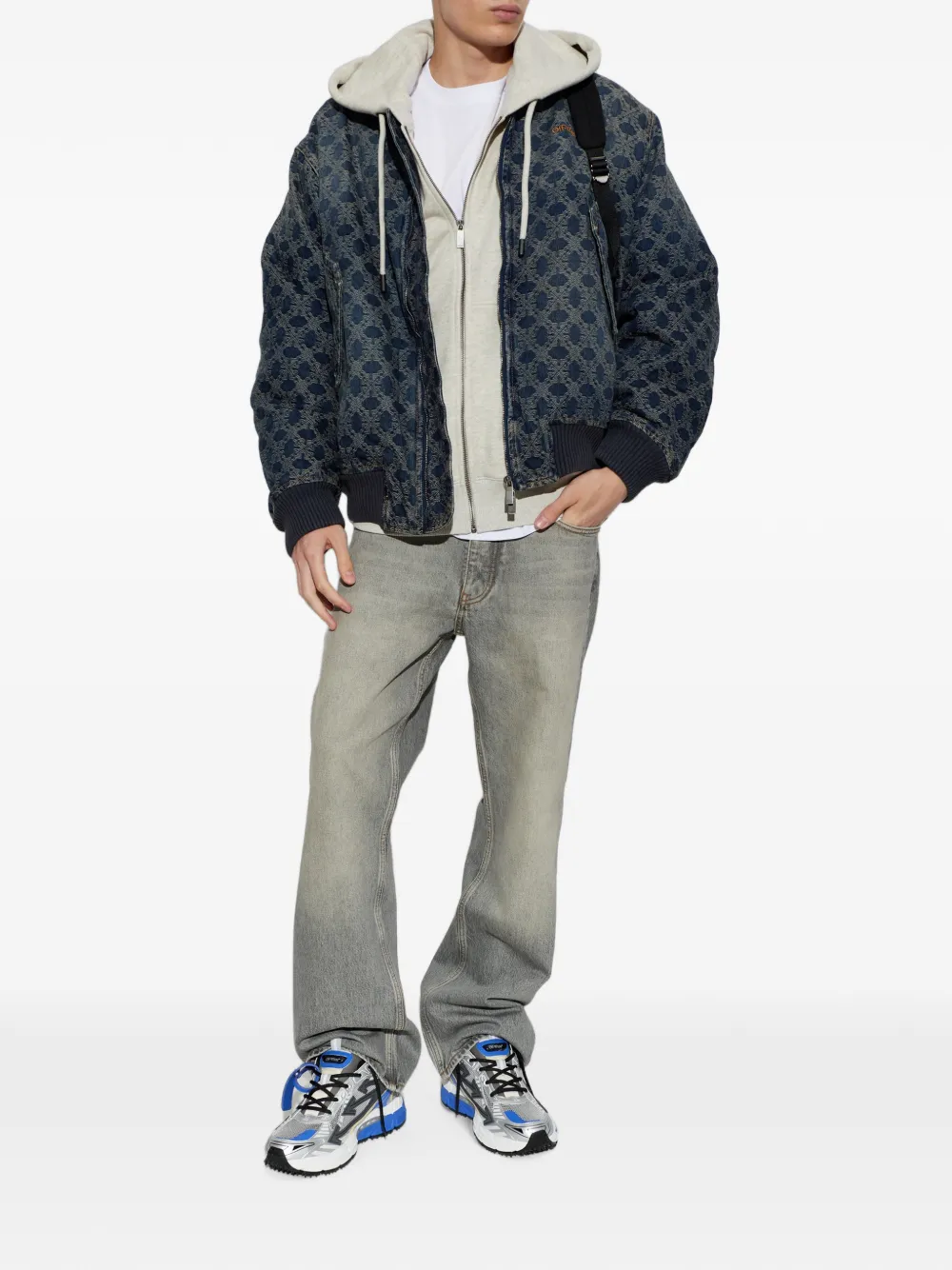 Off-White Bomberjack met monogram-print Blauw