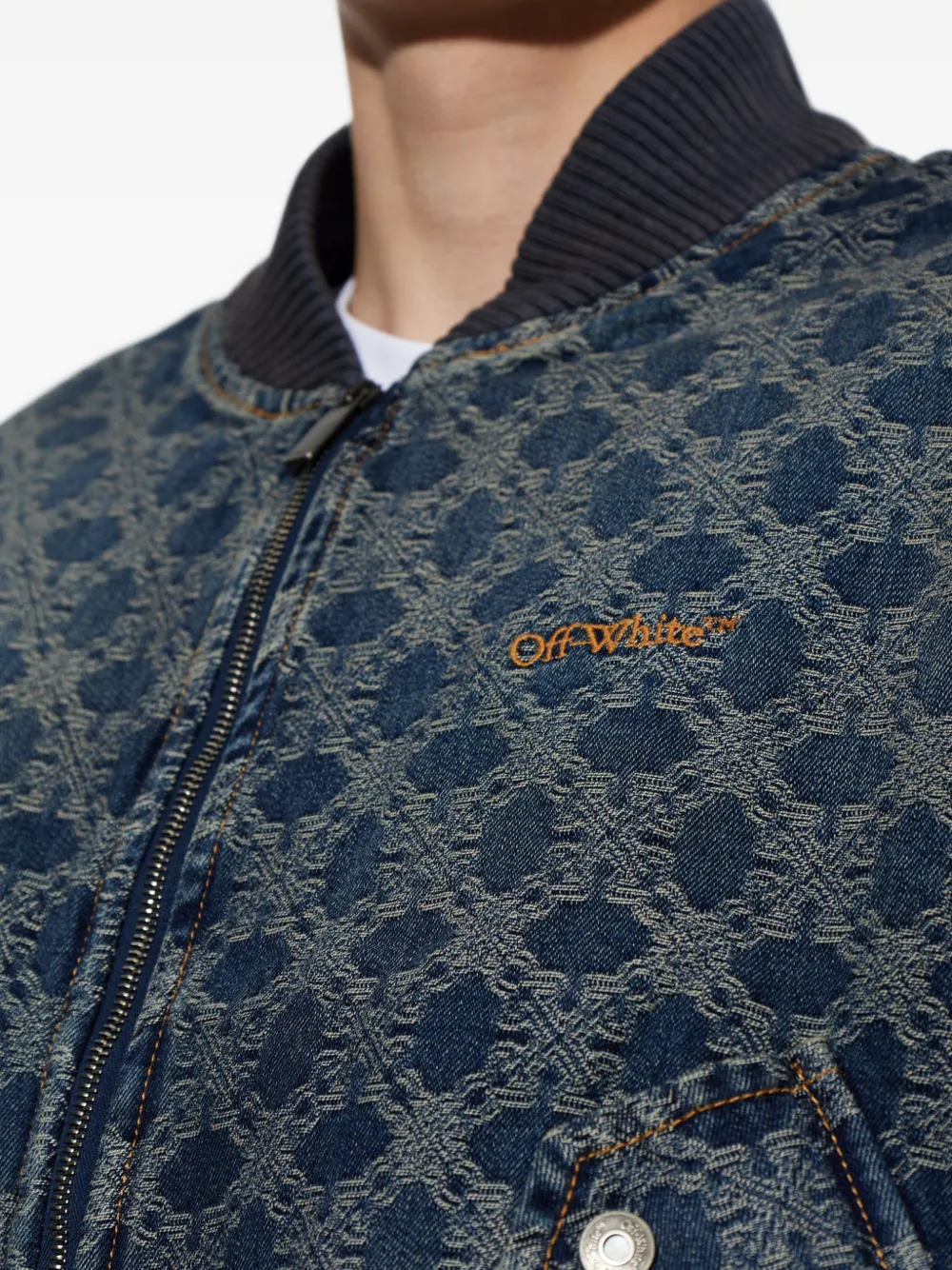 Off-White Bomberjack met monogram-print Blauw