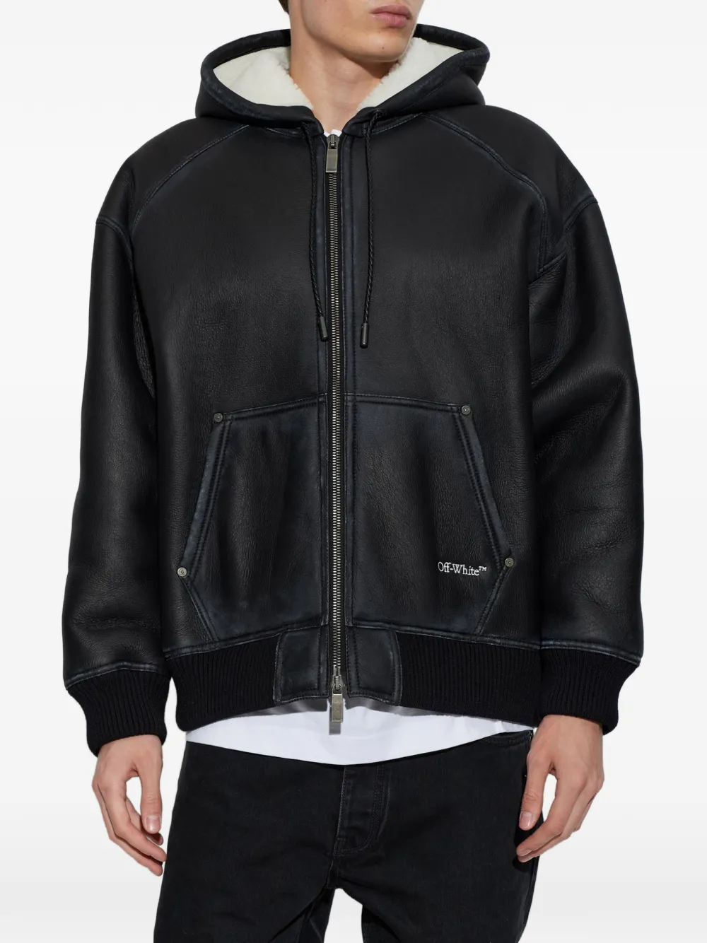 Off-White Jack met lammy voering Zwart