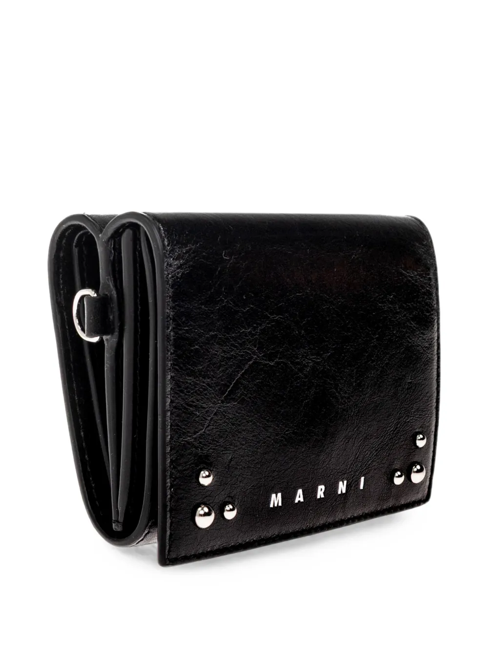 Marni logo-print studded wallet Zwart