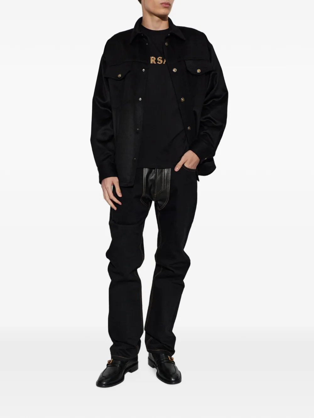 Versace T-shirt met logo Zwart
