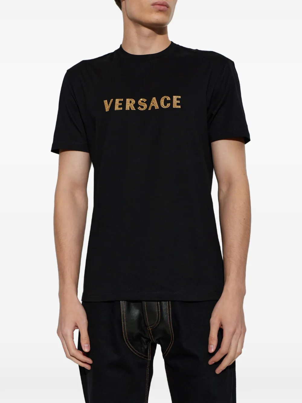 Versace T-shirt met logo Zwart