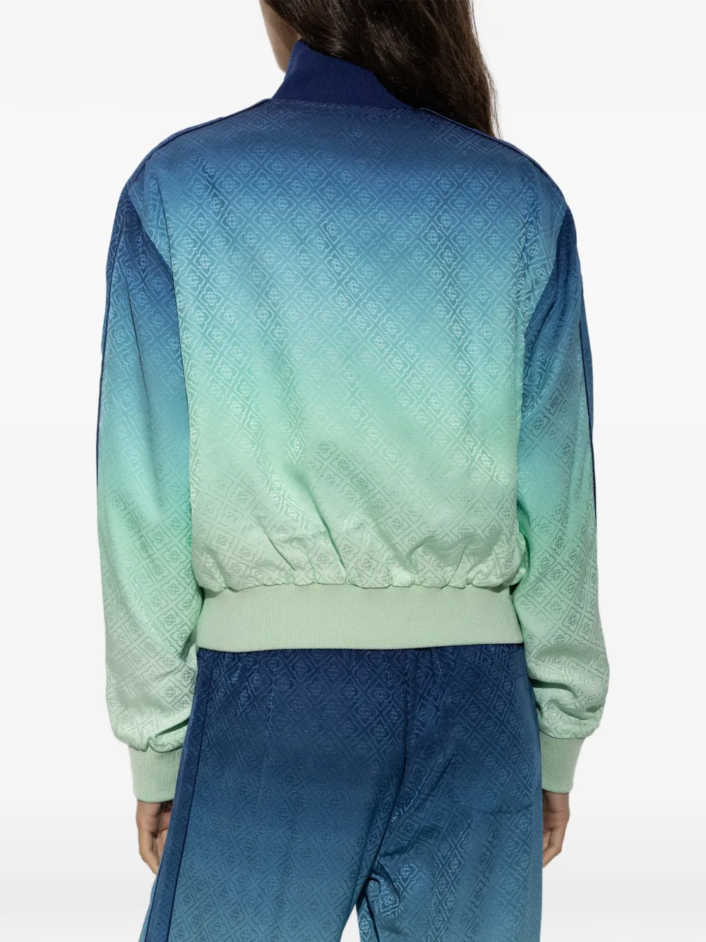 Casablanca Sweater met rits en monogram-jacquard Blauw