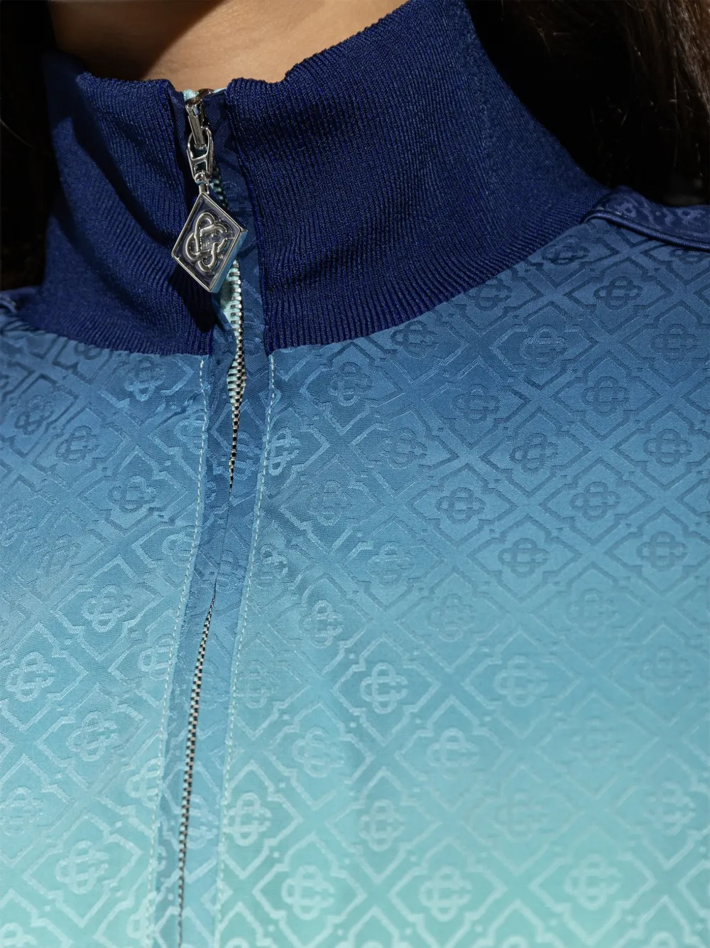 Casablanca Sweater met rits en monogram-jacquard Blauw