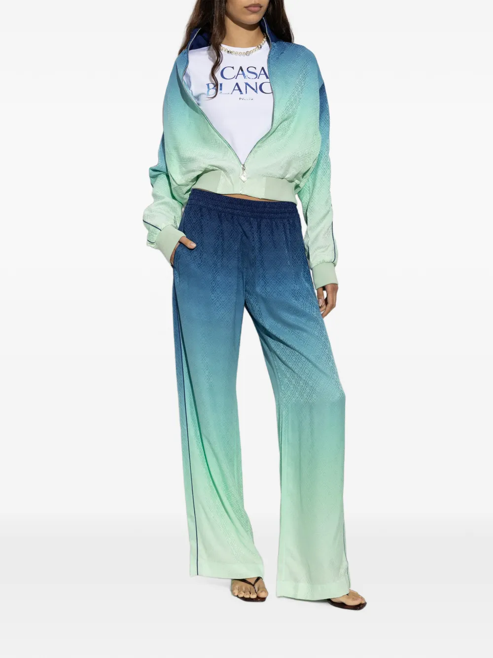 Casablanca Sweater met rits en monogram-jacquard Blauw