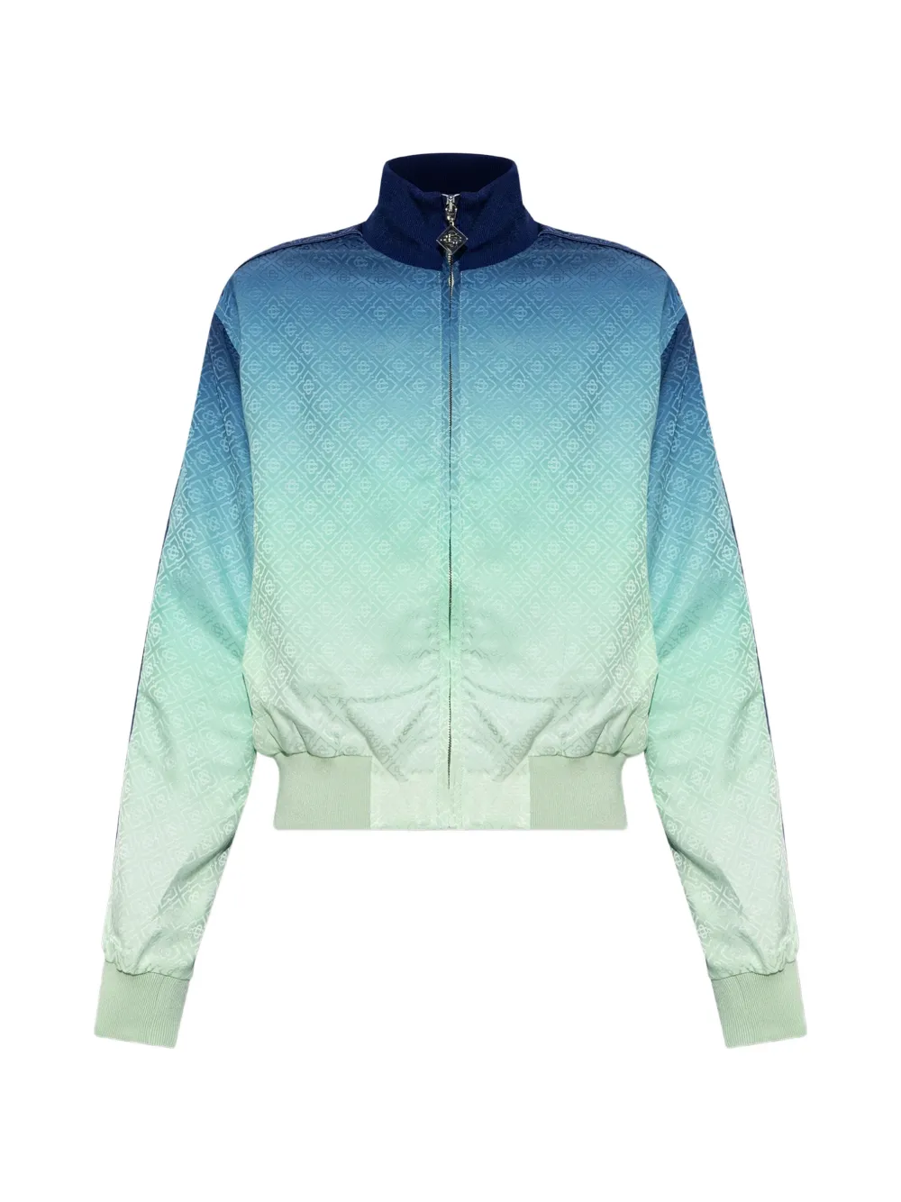 Casablanca monogram-jacquard zip-up sweatshirt - Blue