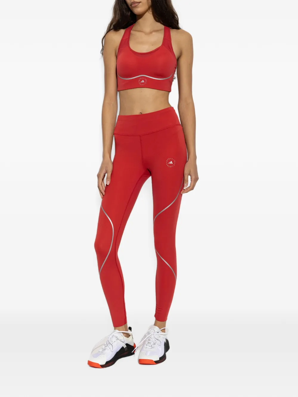 adidas by Stella McCartney reflective-trim logo-print leggings Rood