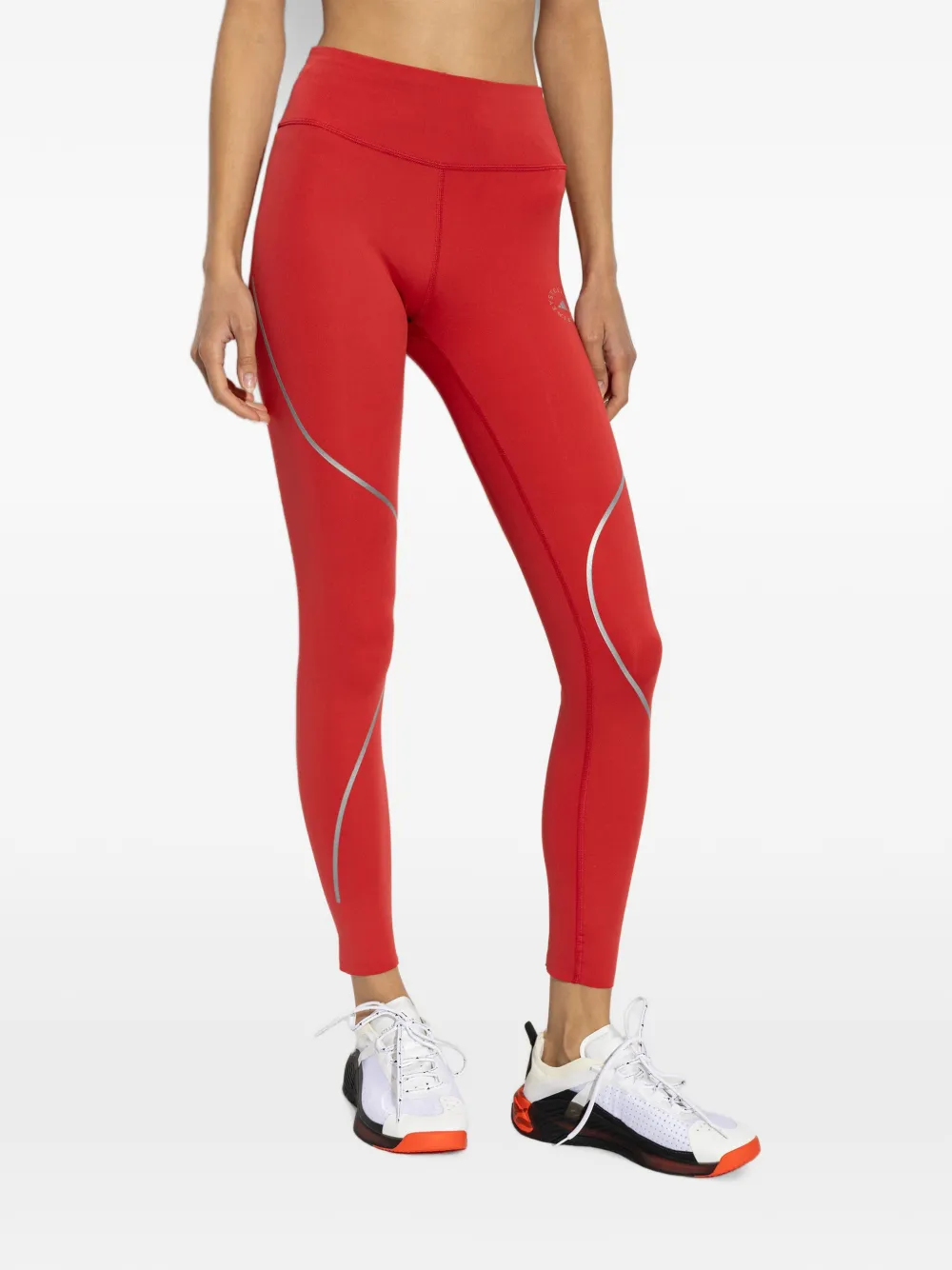 adidas by Stella McCartney reflective-trim logo-print leggings Rood