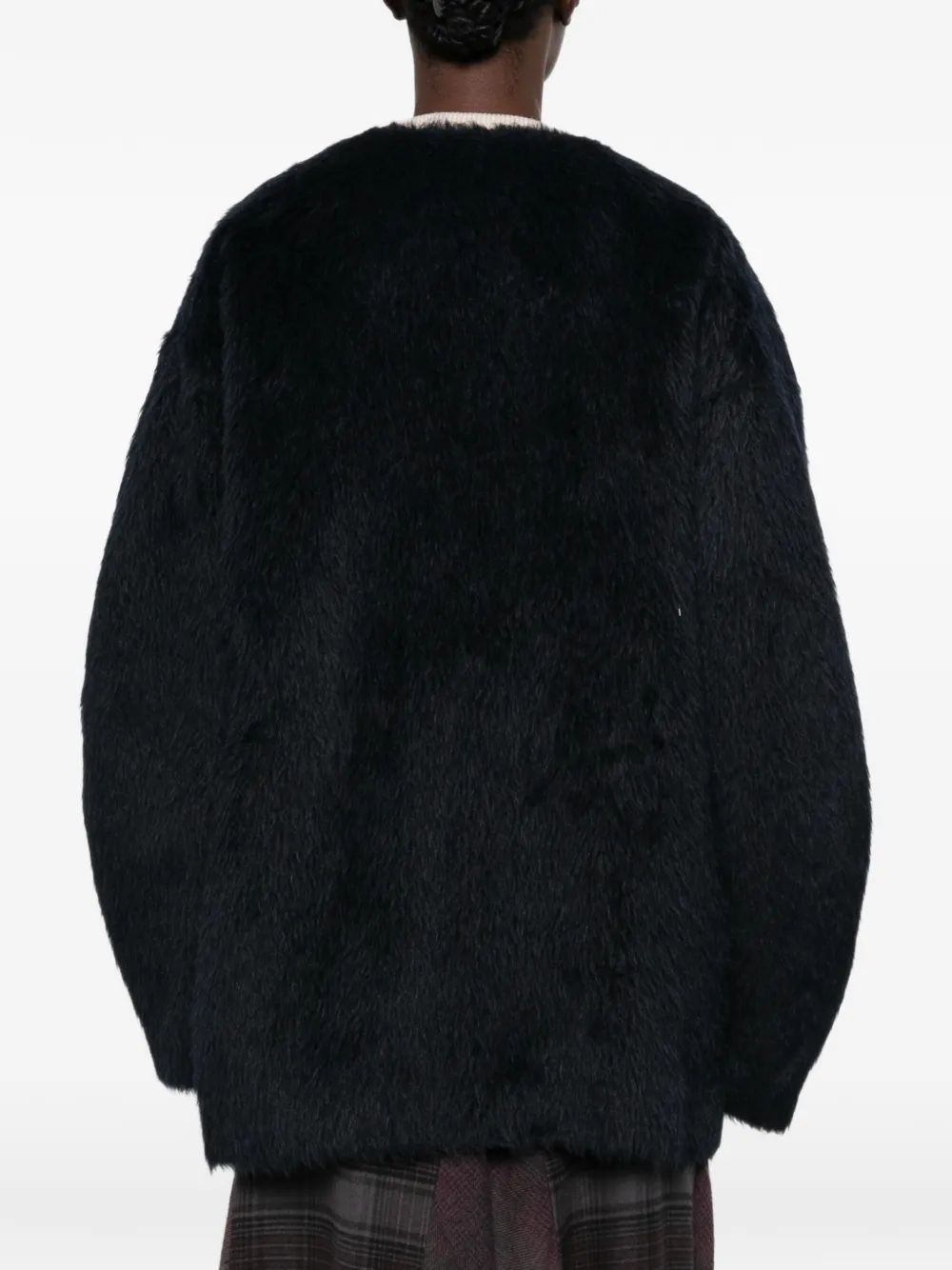 RUOHAN Oversized jack met dubbele rij knopen en textuur Blauw