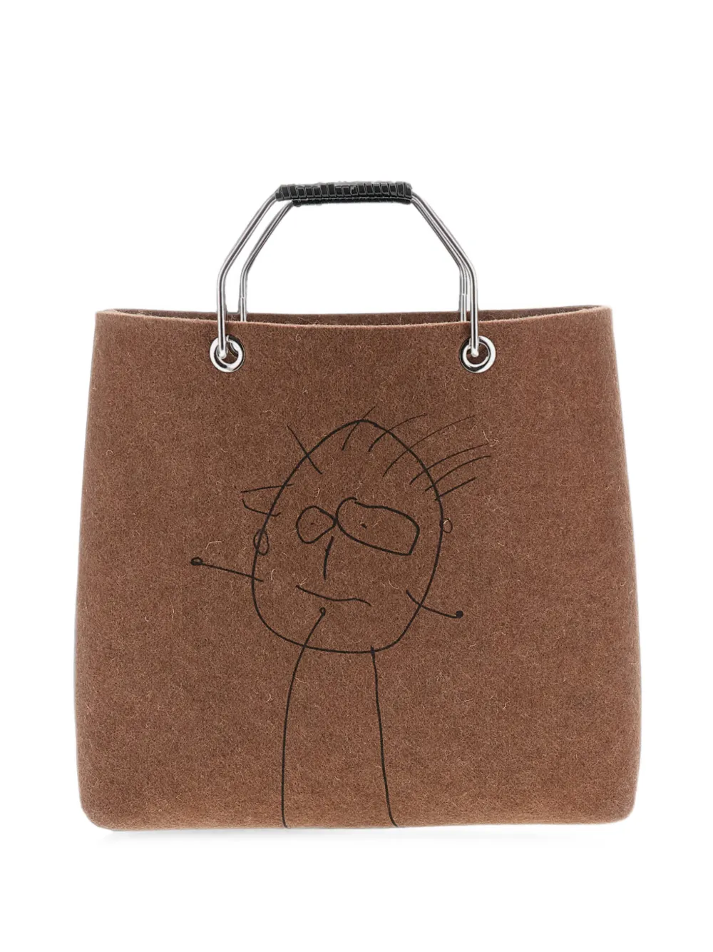 Plan C Pili&Bianca graphic-print clutch bag - Marrone