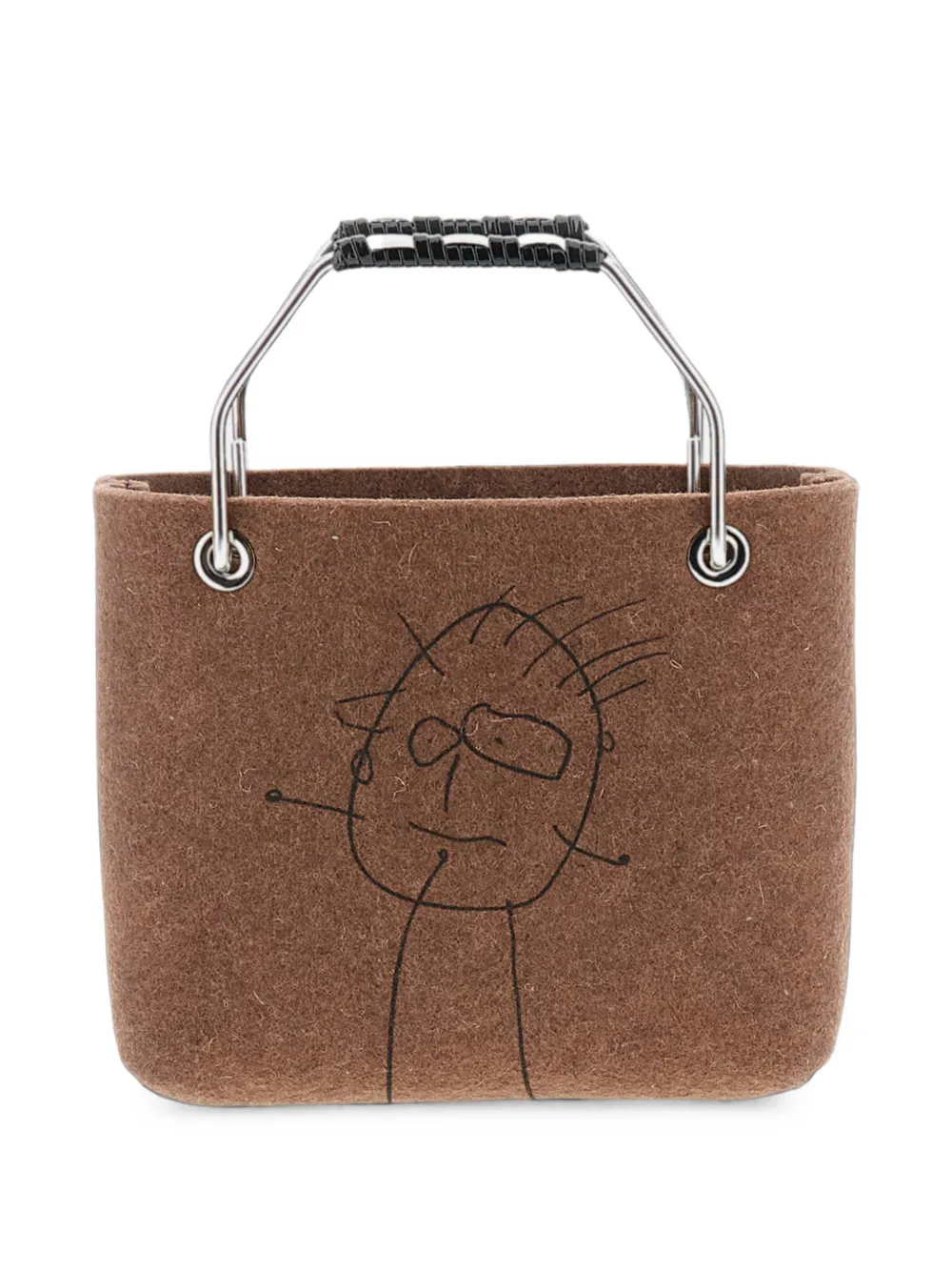 Plan C Pili And Bianca mini-shopper met grafische print Bruin