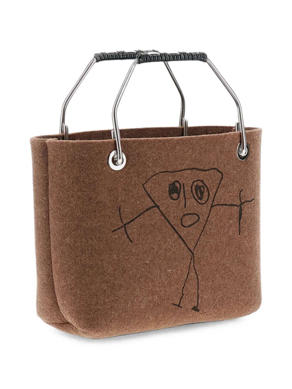Plan C Pili And Bianca mini-shopper met grafische print Bruin
