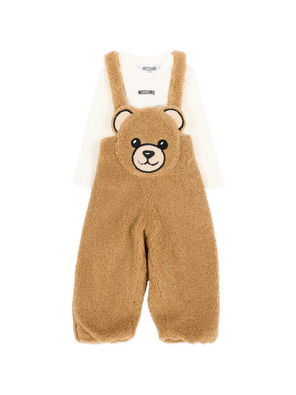 Moschino Kids Teddy Bear Salopette aus Faux Shearling - Braun