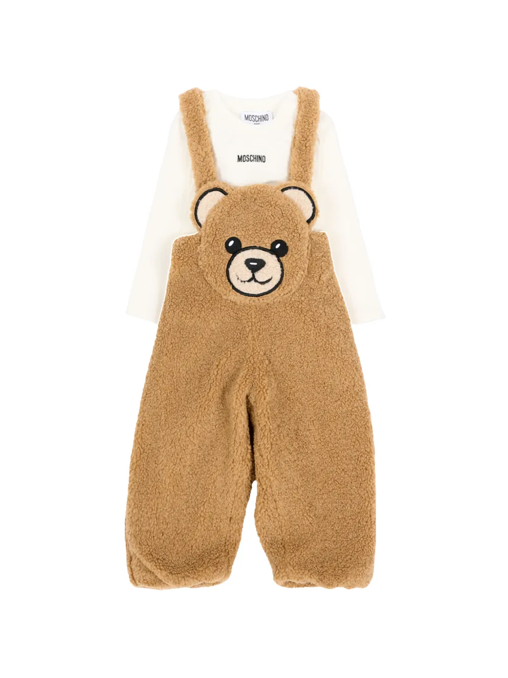 Moschino Kids salopette Teddy Bear en peau lainée artificielle - Marron