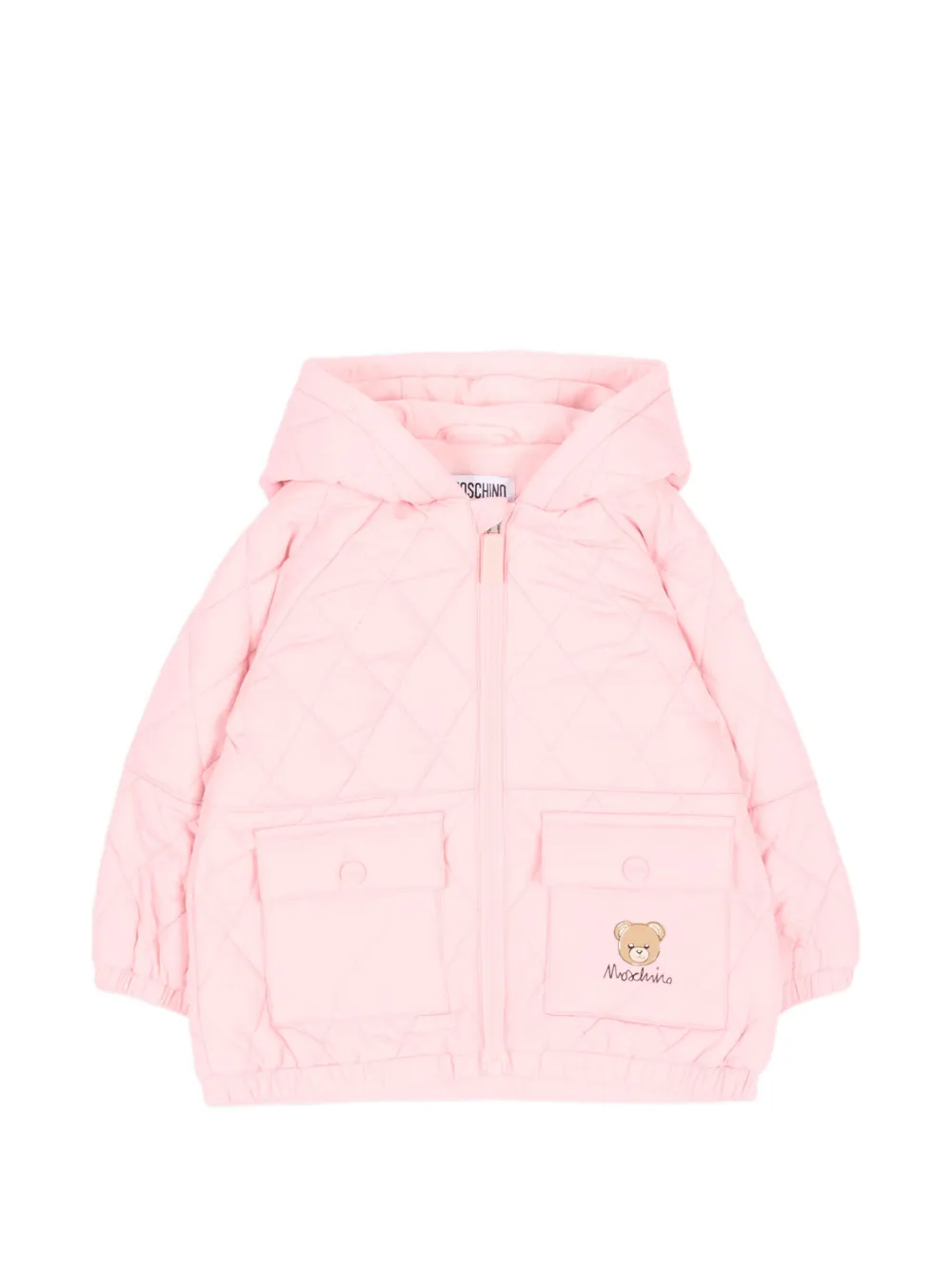 Moschino Kids quilted hooded jacket - Rosa
