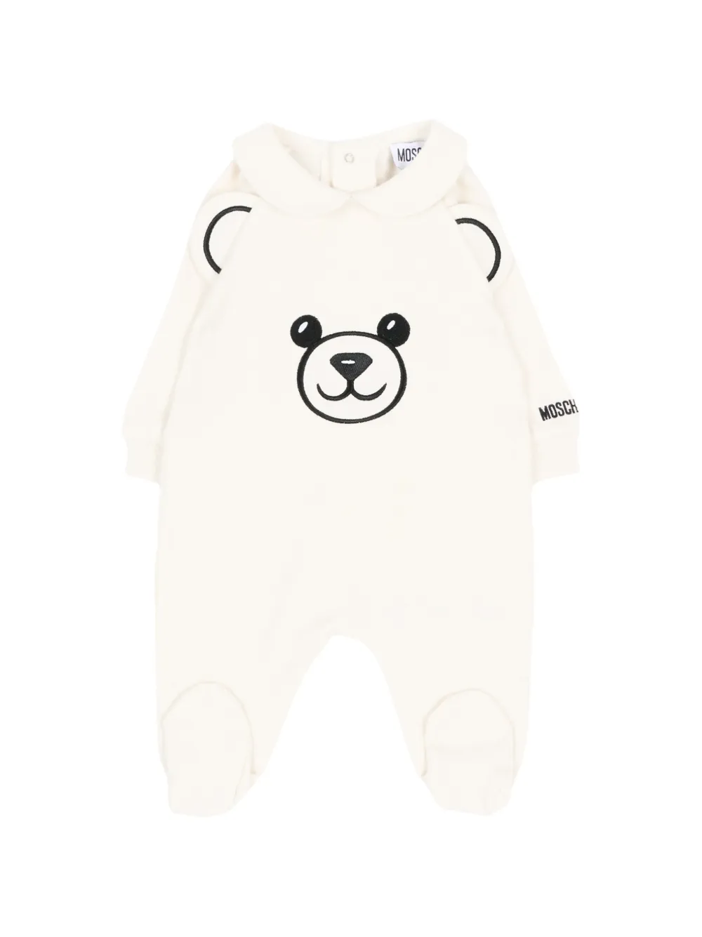 Moschino Kids grenouillère à patch Teddy Bear et col claudine - Tons neutres Moschino Kids grenouillère à patch Teddy Bear et col claudine - Tons neutres