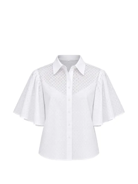 Karl Lagerfeld broderie-anglaise flared-sleeve shirt