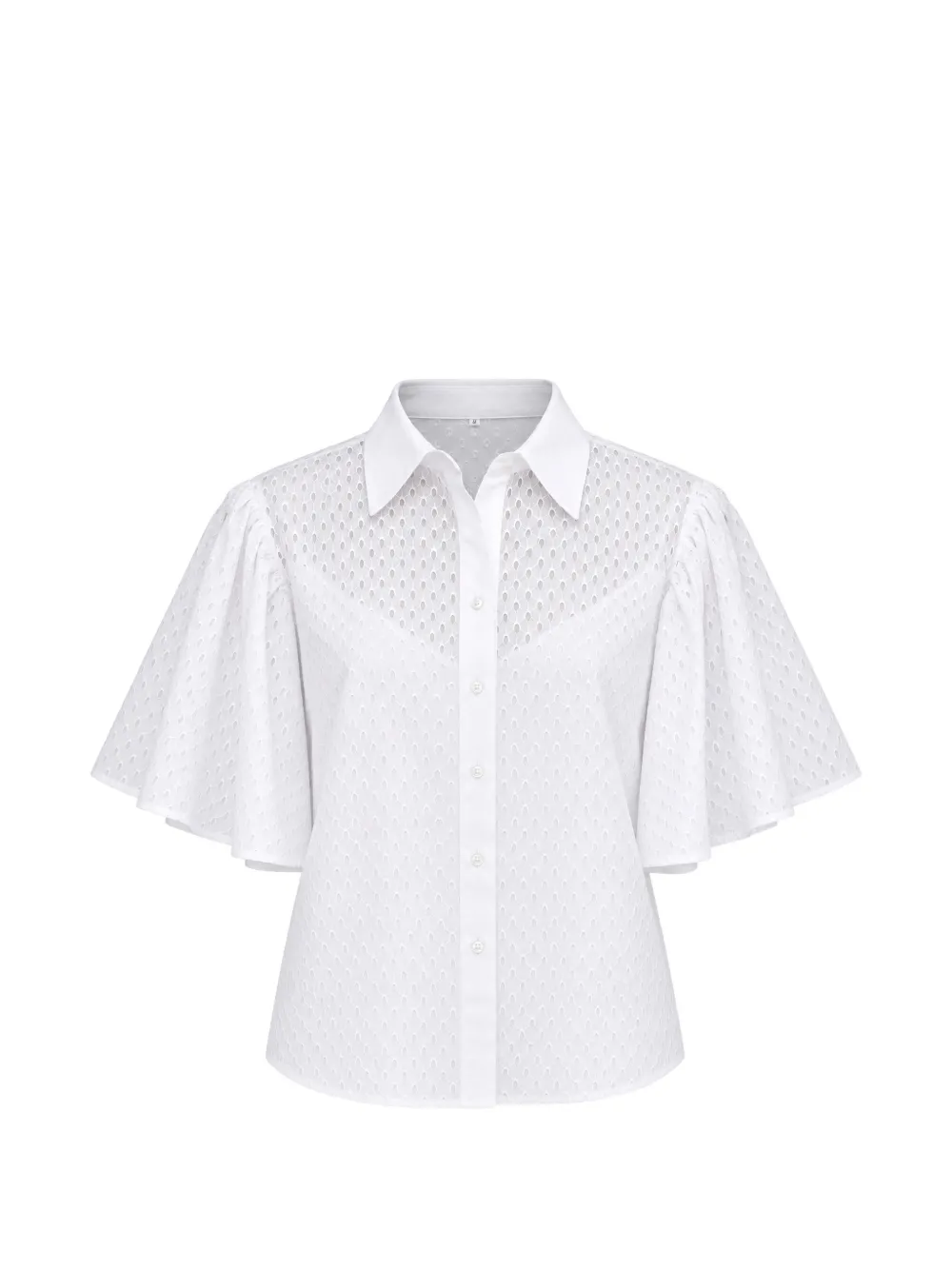 Karl Lagerfeld Broderie anglaise blouse met flared mouwen Wit