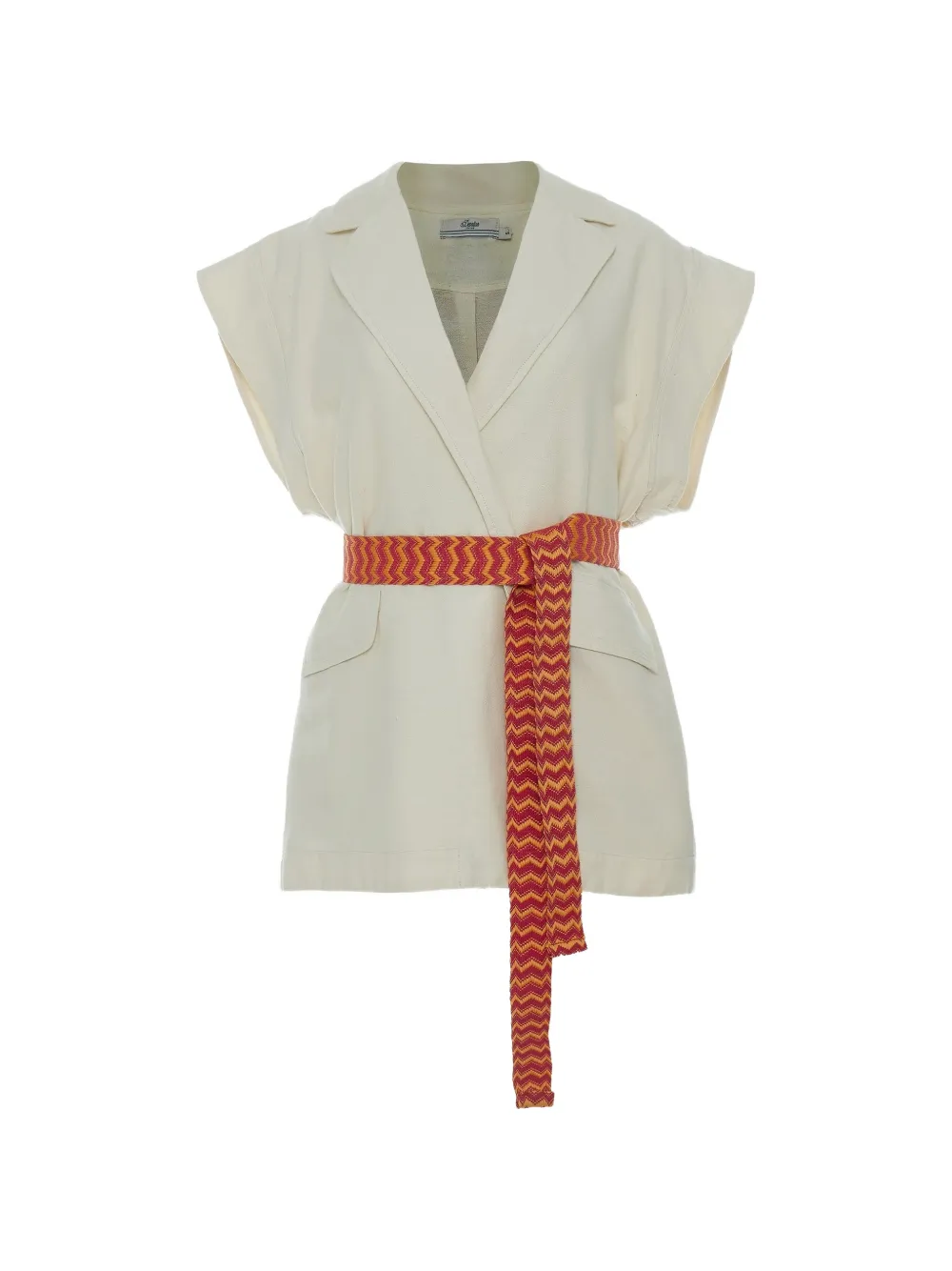 Devotion Embroidered Belted Top In Neutral
