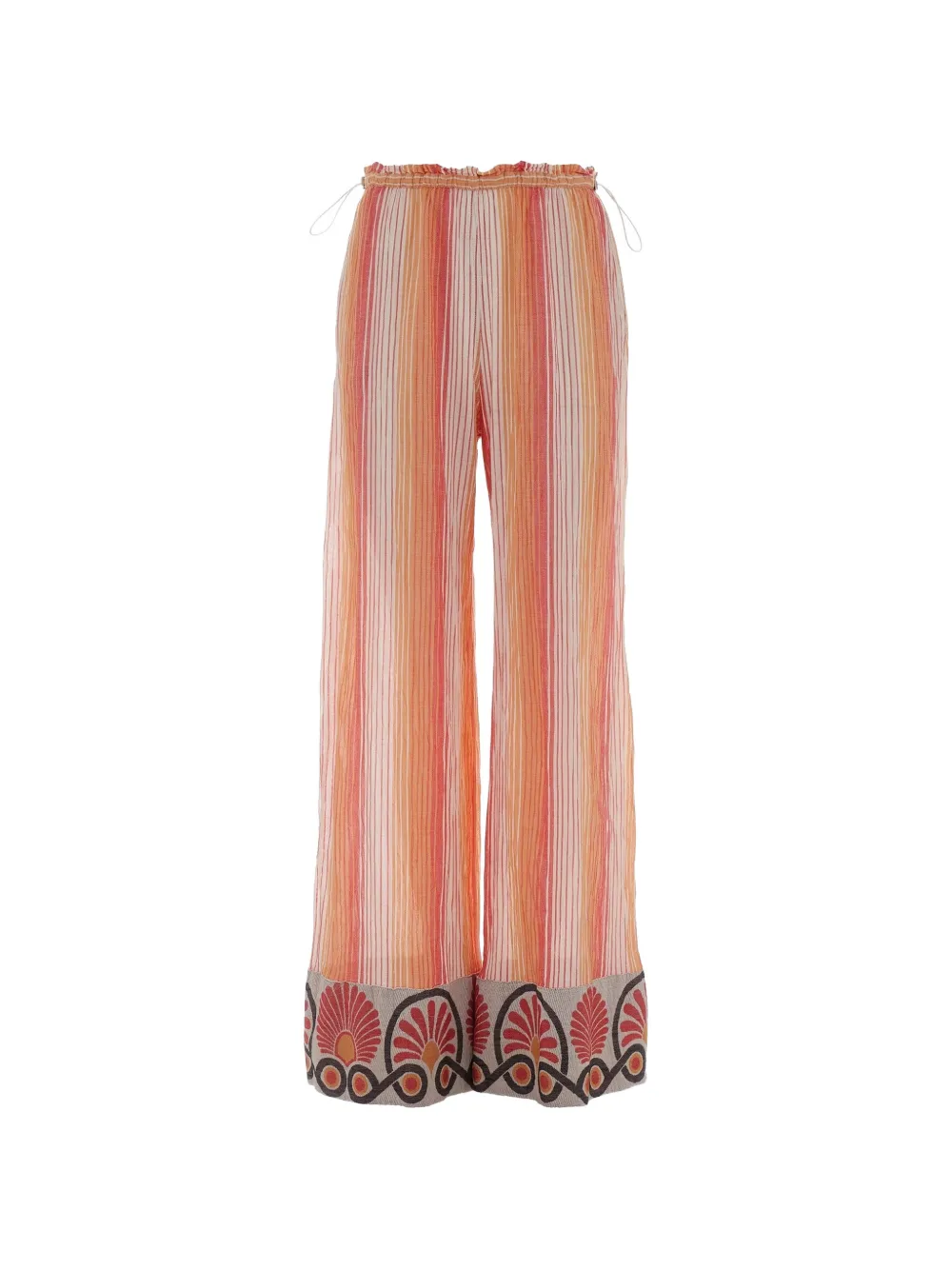 Devotion Alikto Stripe-print Flared Trousers In Orange