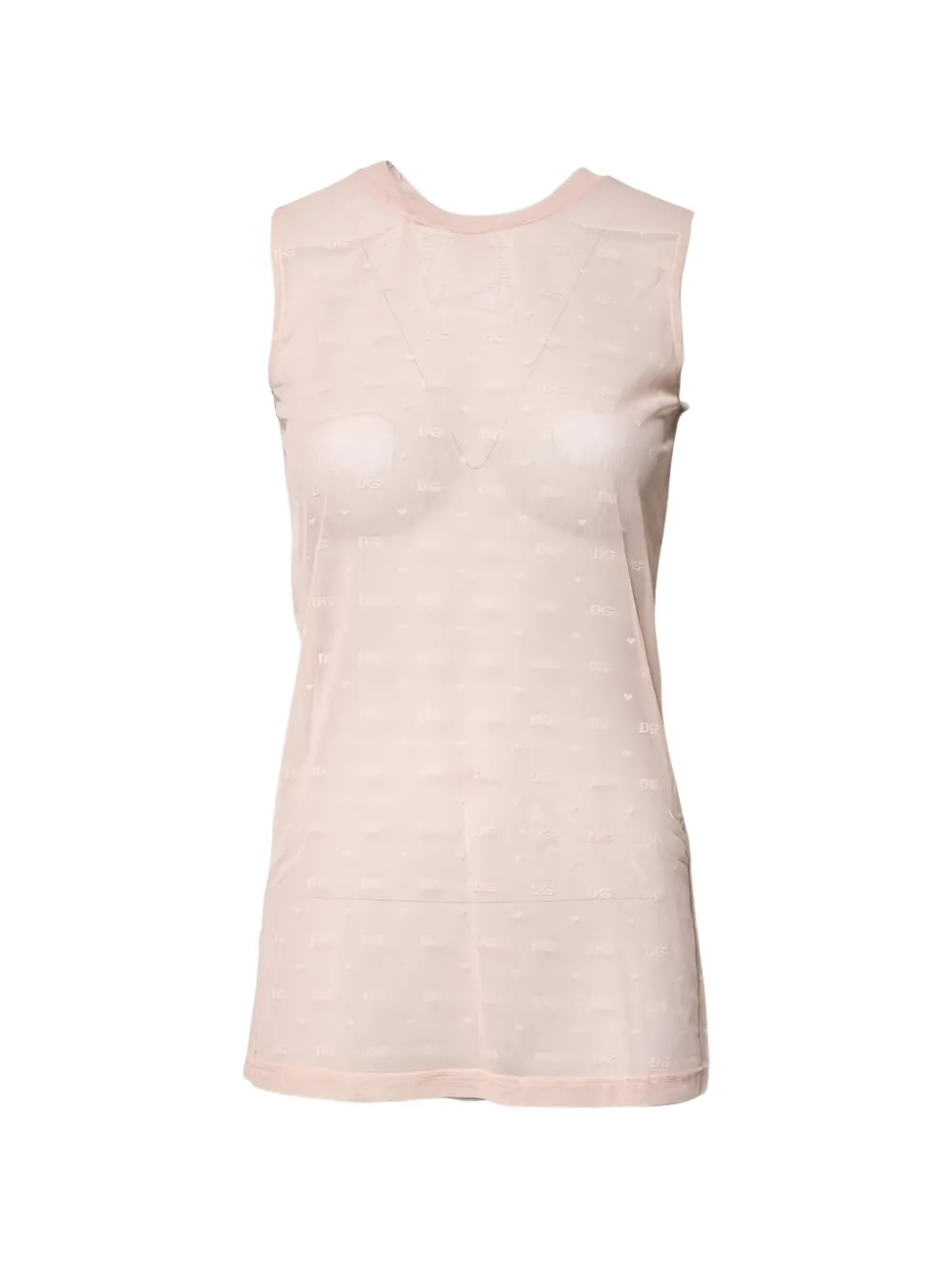 Dolce & Gabbana logo-pattern mesh top - Rosa