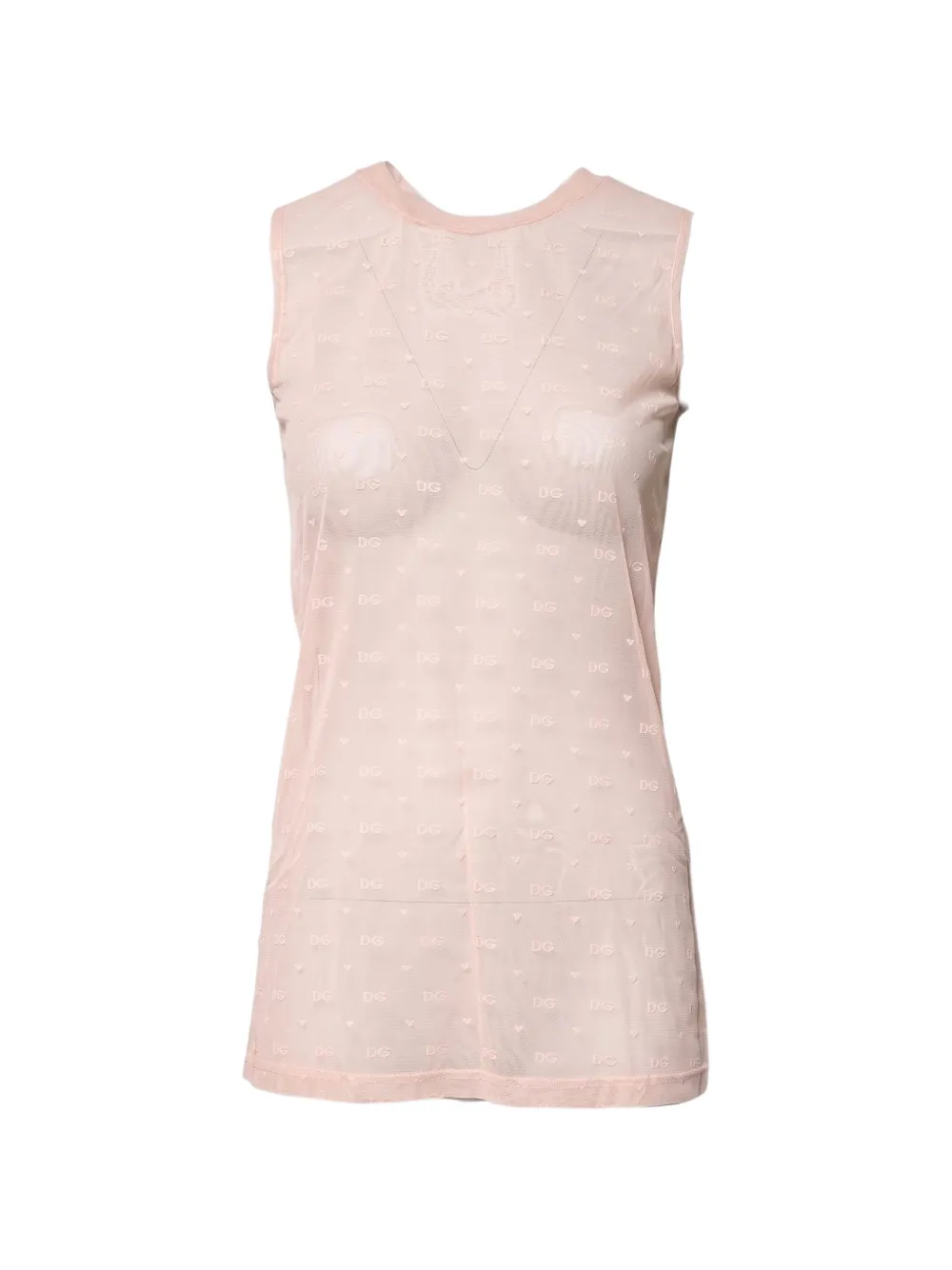 Dolce & Gabbana logo-pattern mesh top - Rosa