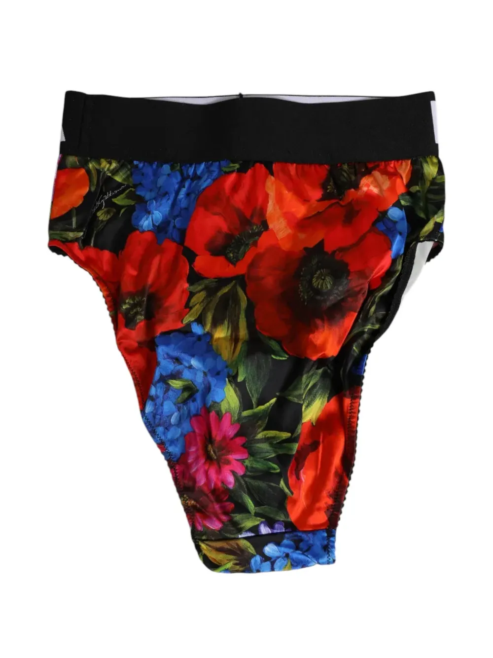 Dolce & Gabbana Slip met bloemen-print en logo-band Zwart