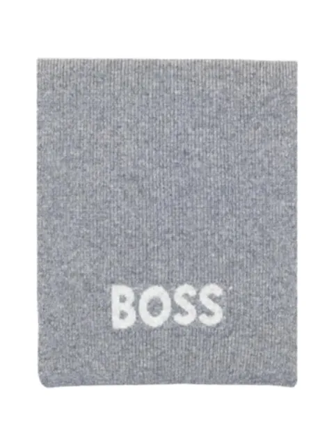 BOSS logo-intarsia ribbed scarf