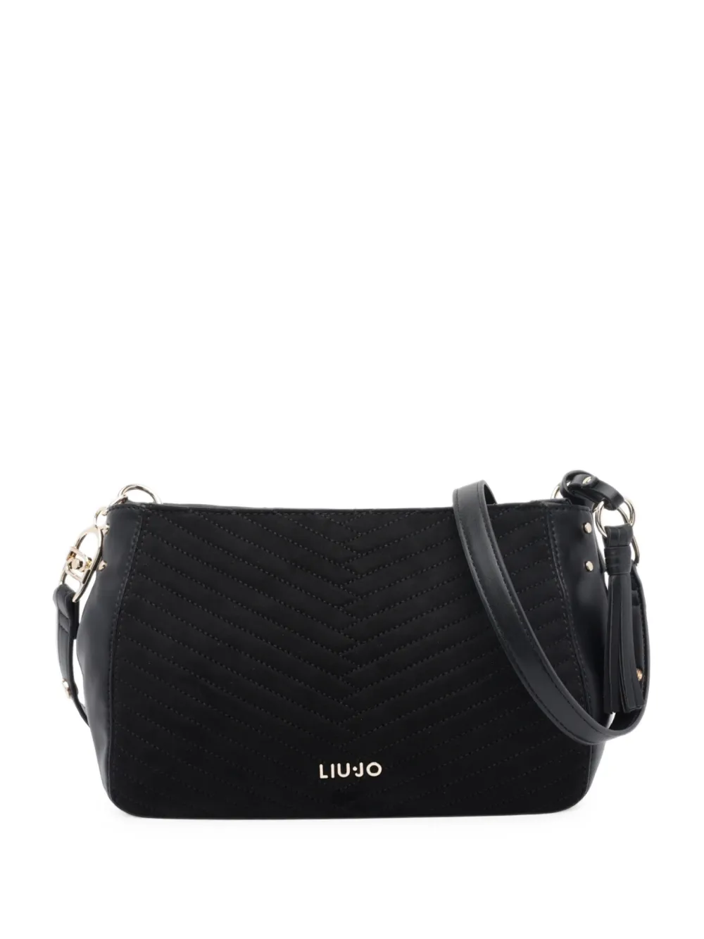 LIU JO chevron-quilted tassel crossbody bag - Nero