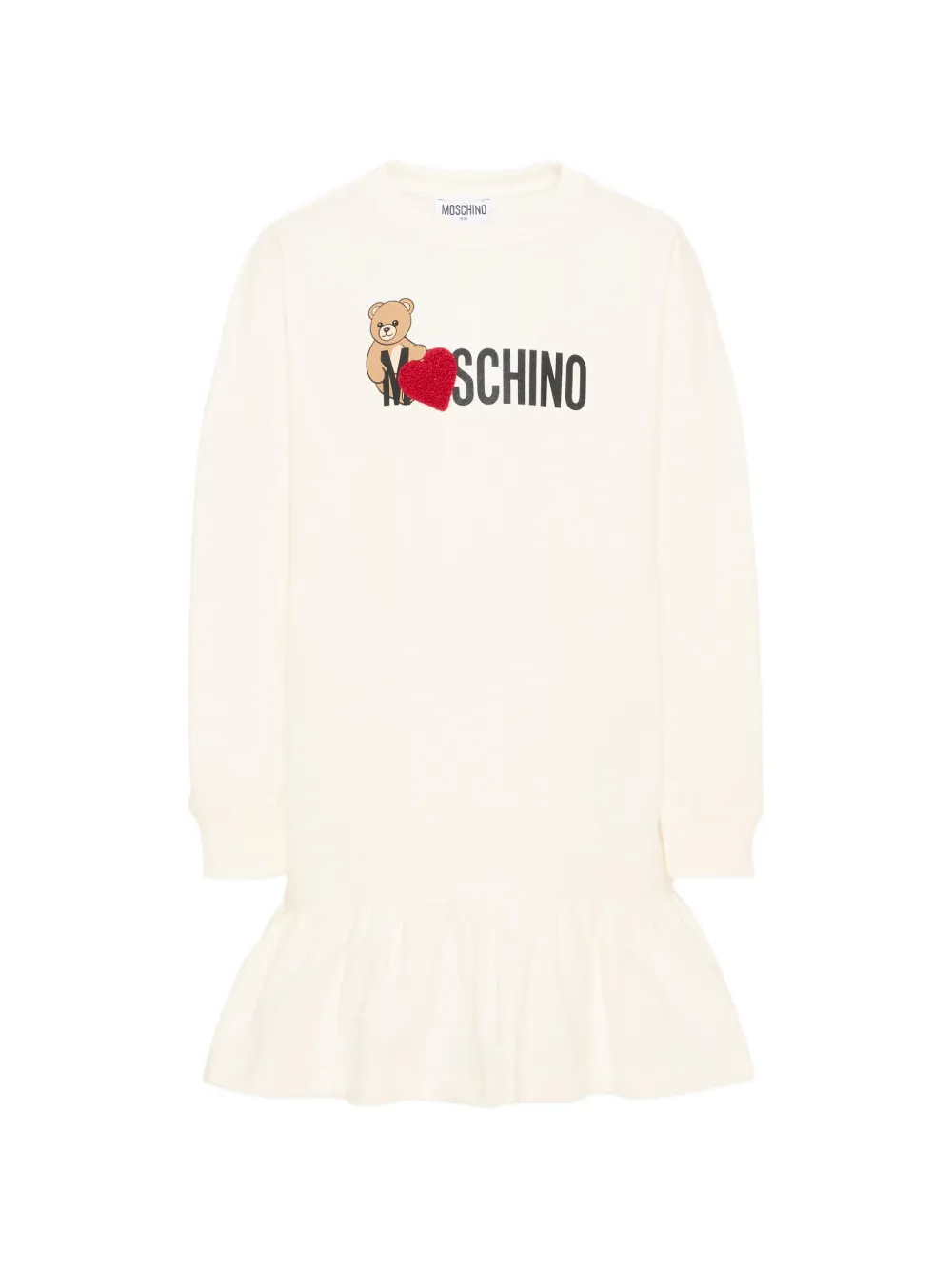 Moschino Kids logo-print ruffled dress - Toni neutri