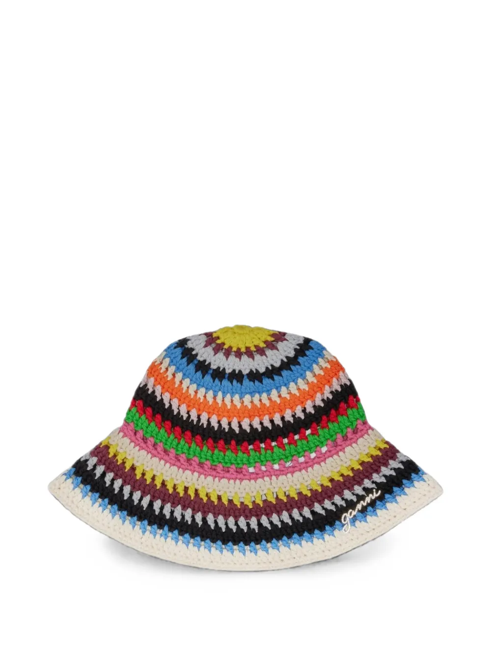 GANNI striped crochet bucket hat - Tons neutres GANNI striped crochet bucket hat - Tons neutres