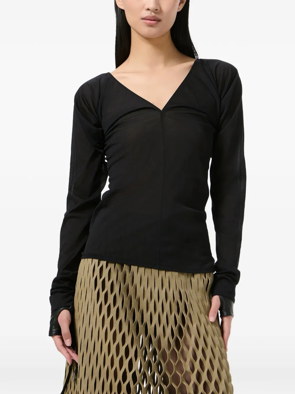 OUR LEGACY Cheer V-neck T-shirt Zwart
