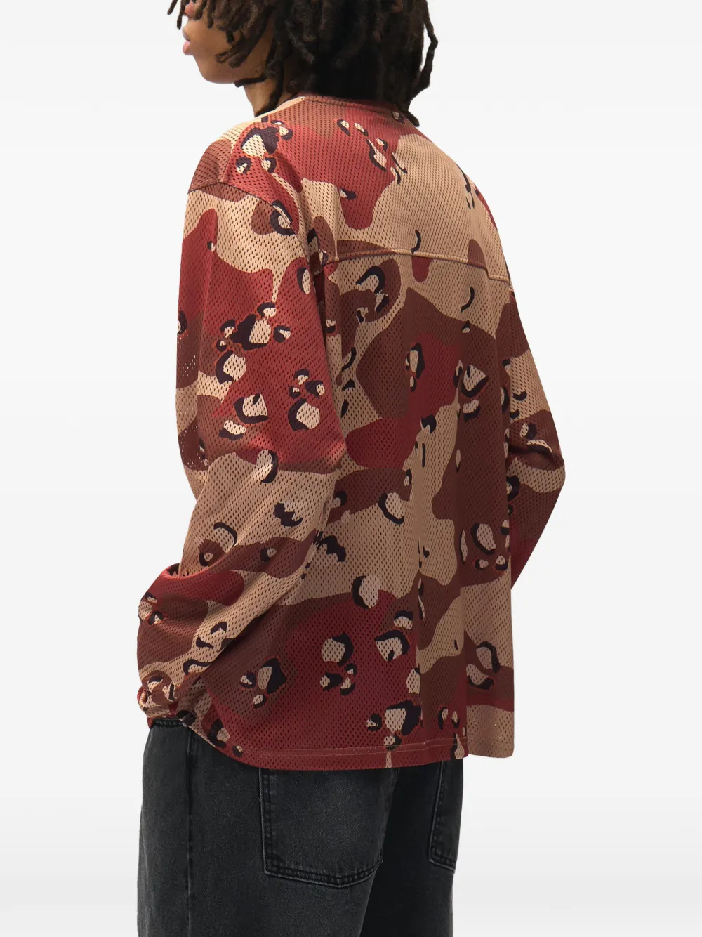 Arte Antwerp Aero T-shirt met mesh en camouflage-print Beige