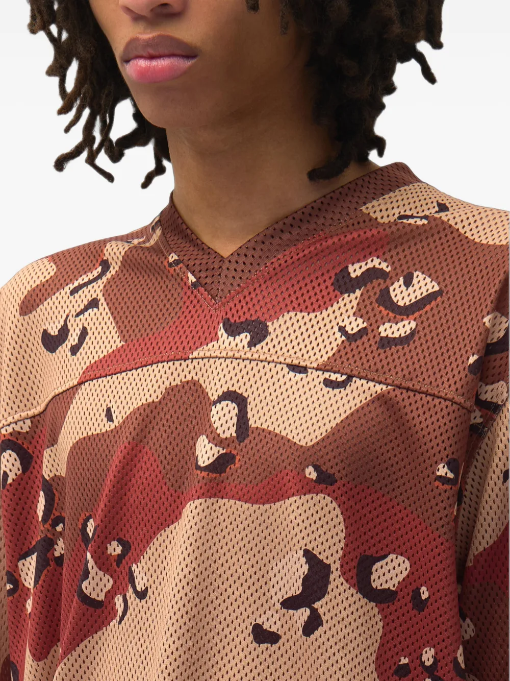 Arte Antwerp Aero T-shirt met mesh en camouflage-print Beige