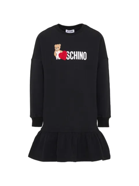 Moschino Kids logo-print ruffled dress
