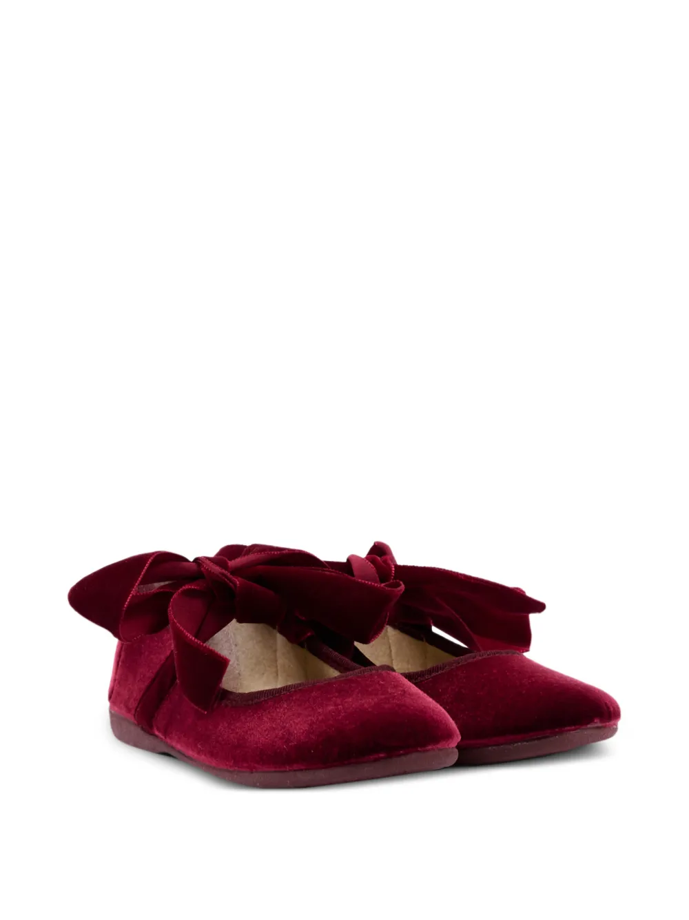 Pisamonas bow-detail velvet ballet flats - Rosso